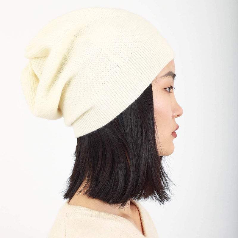 WaySoft Pure 100% Cashmere Beanie for Women in a Gift Box, Oversized Women Beanie Hat, Bring Warm and Luxury to Your Loved Ones, Perfect (White) - Image 5