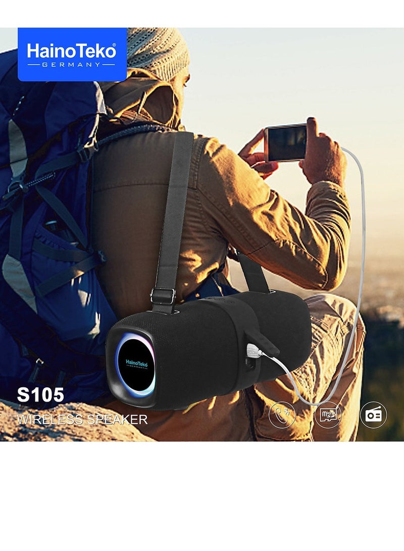 Haino Teko Wireless Bluetooth Portable Speaker S105 Power Bank Function Red - Image 2