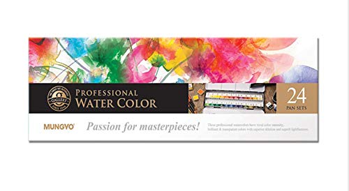 Mungyo Professional Half Pan Size Water Colors Set In Tin CaseIntegral Mixing Palette In The Lid 24 Colors Multicolor - Image 3