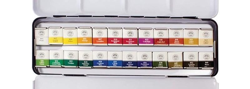 Mungyo Professional Half Pan Size Water Colors Set In Tin CaseIntegral Mixing Palette In The Lid 24 Colors Multicolor - Image 4