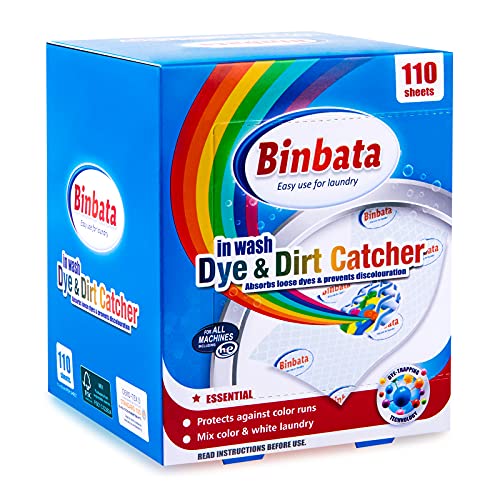 Binbata Color Grasper for Laundry 110 Count, Fragrance Free Dye Catcher Essential for Home Use, Dye Guard Grabber Sheets for Laundry in-Wash Sheets - Image 1