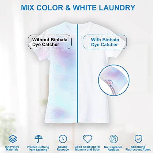 Binbata Color Grasper for Laundry 110 Count, Fragrance Free Dye Catcher Essential for Home Use, Dye Guard Grabber Sheets for Laundry in-Wash Sheets - Image 5