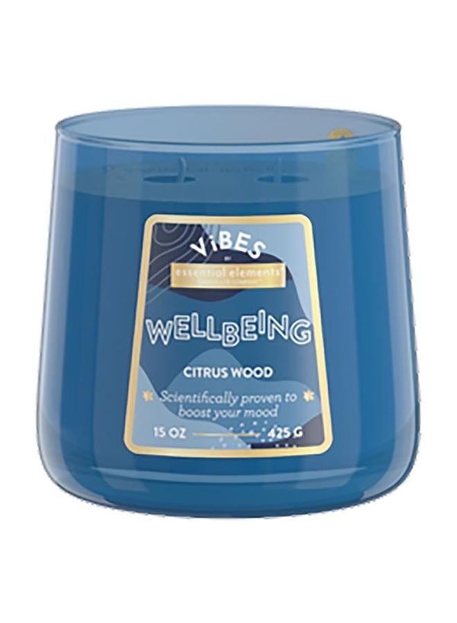CANDLE-LITE Vibes 2-Wick Welbeing Citrus Wood Aromatic Natural Soy Wax Blend Jar Candle Blue 15Oz 46341697