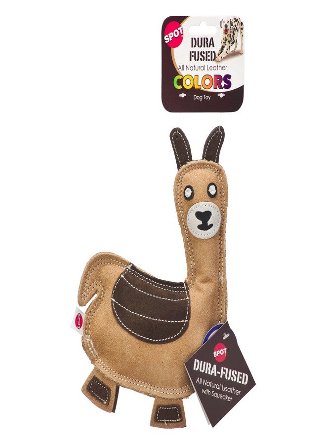 SPOT Dura-Fused Colors Llama - Durable Stuffed Dog Toy with Squeaker, Made with Real Leather & Jute Fabric, Plush Toy for Moderate Chewers, 9-Inch Dog & Puppy Toy, 1 Piece, Color May Vary - Image 1