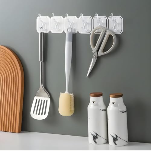 Boniry Plastic 2 Pcs 6-in-1 Self Adhesive Heavy Duty Wall Hook - No Drilling for Bathroom, Shower, Kitchen | Waterproof Transparent Hooks for Easy Installation 2 Pcs Multi Color - Image 5