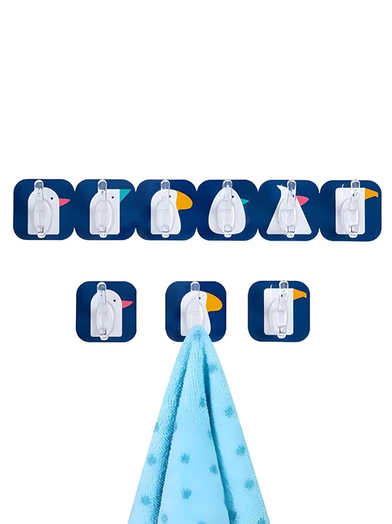 Boniry Plastic 2 Pcs 6-in-1 Self Adhesive Heavy Duty Wall Hook - No Drilling for Bathroom, Shower, Kitchen | Waterproof Transparent Hooks for Easy Installation 2 Pcs Multi Color - Image 1
