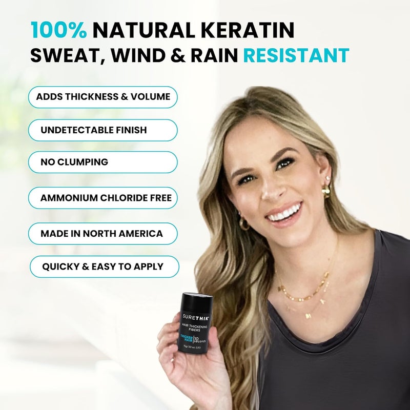 SureThik Hair Thicker Fiber in Black - 15g Organic Keratin Hair Building Fibers for Thinning Hair - Image 5