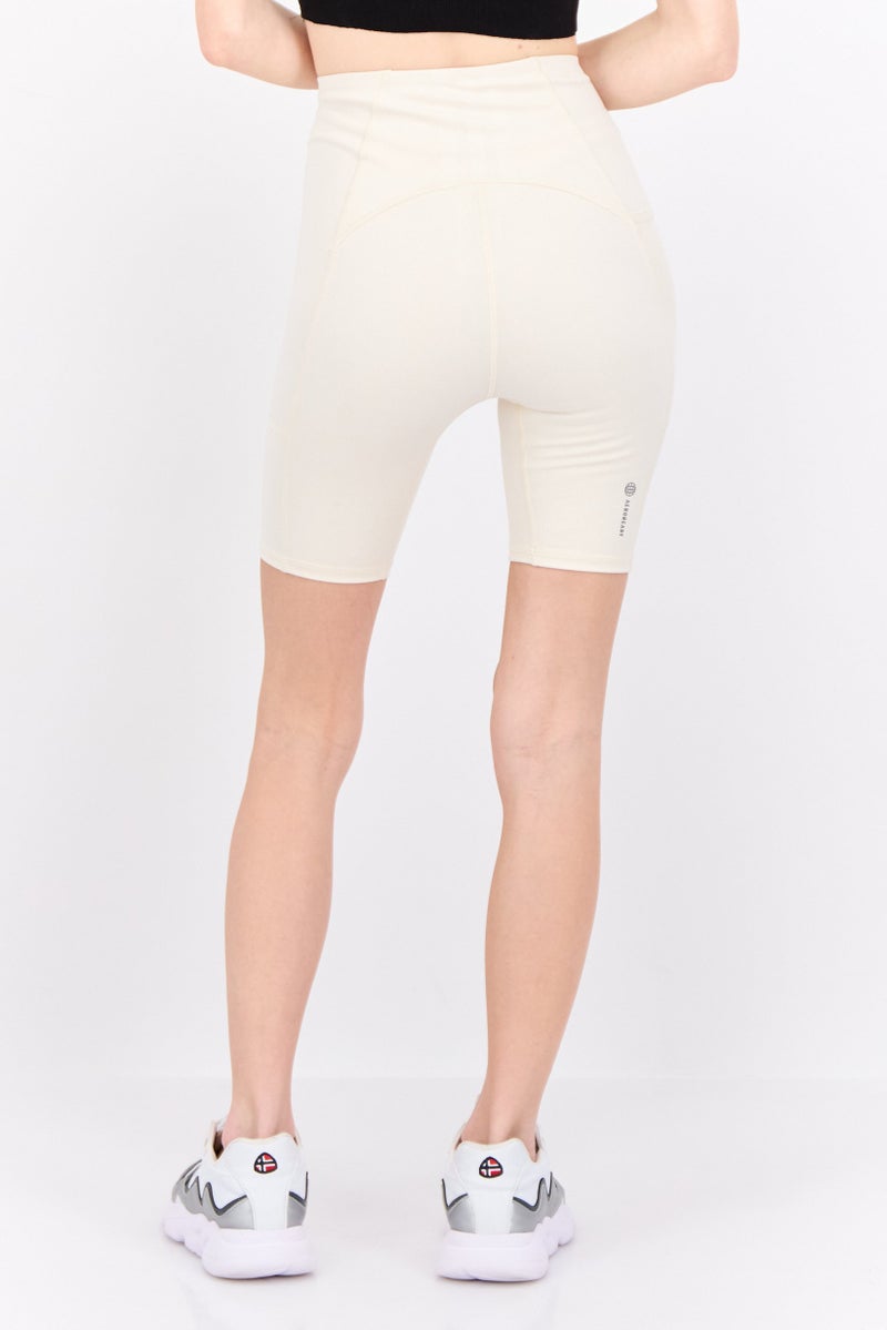 Adidas Women Tight Fit High Rise Outdoor Bike Shorts, Cream - Image 3