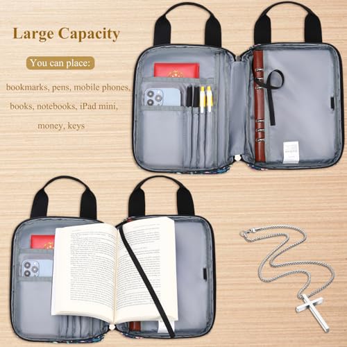 DSIUE Bible Cover for Women, Bible Case, Bible Holder Case for Women, Carrying Book Case Church Bag with Handle and Zippered - Image 3
