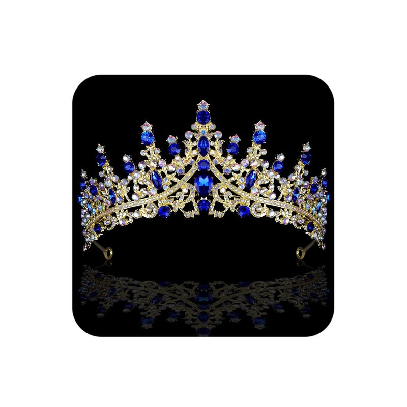 Cocide Blue Crowns fpr Women Tiaras for Women Royal Blue Crown Hair Accessories Princess Halloween Cosplay Birthday Pageant Bride Headpieces Wedding Bridal - Image 1