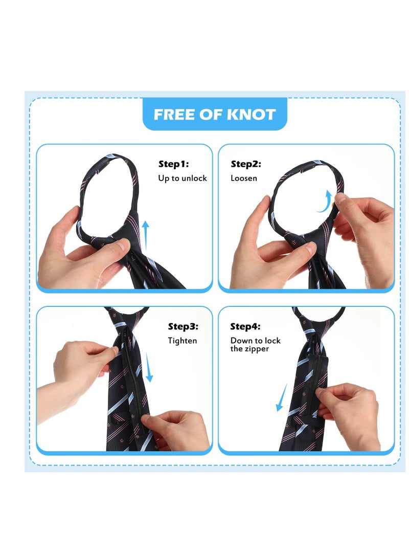 4 Pcs Adjustable Pre-Tied Zipper Ties for Boys, Perfect for Kids Aged 6-12, Ideal for Weddings and Graduations. Stylish Neckties for Youth Events. - Image 2