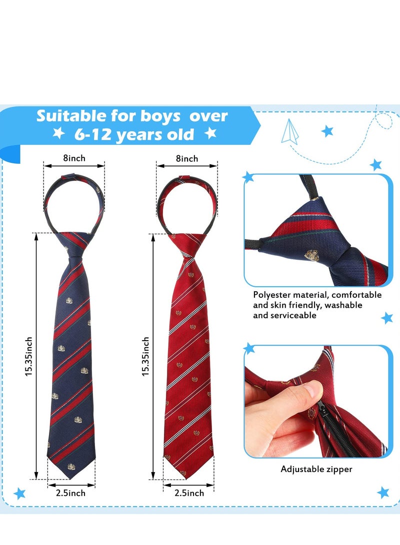 4 Pcs Adjustable Pre-Tied Zipper Ties for Boys, Perfect for Kids Aged 6-12, Ideal for Weddings and Graduations. Stylish Neckties for Youth Events. - Image 5