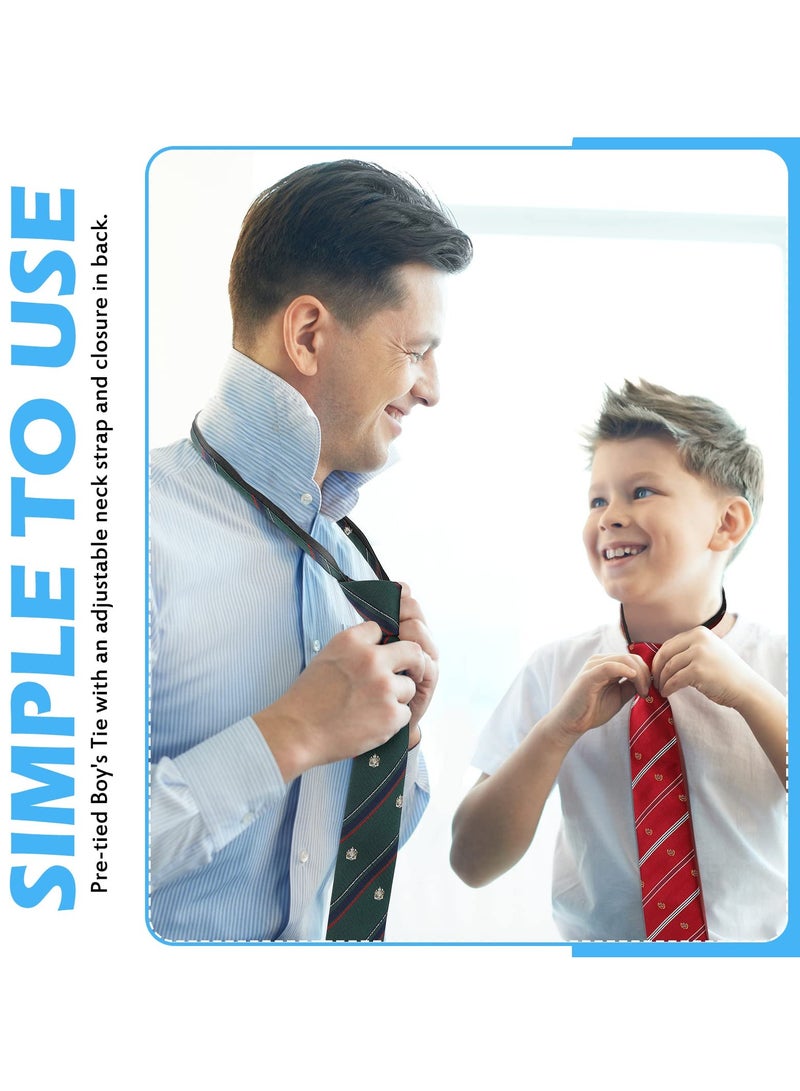 4 Pcs Adjustable Pre-Tied Zipper Ties for Boys, Perfect for Kids Aged 6-12, Ideal for Weddings and Graduations. Stylish Neckties for Youth Events. - Image 3