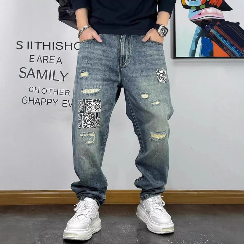 Unisex Classic Denim Jeans Loose Fit Daily Outdoor Wear - Image 3