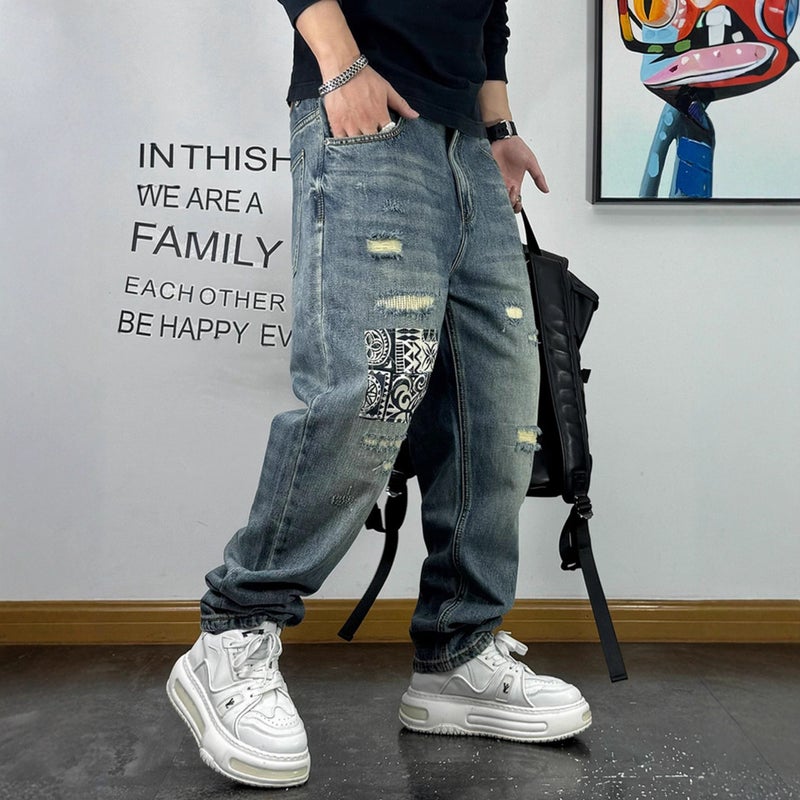 Unisex Classic Denim Jeans Loose Fit Daily Outdoor Wear - Image 1