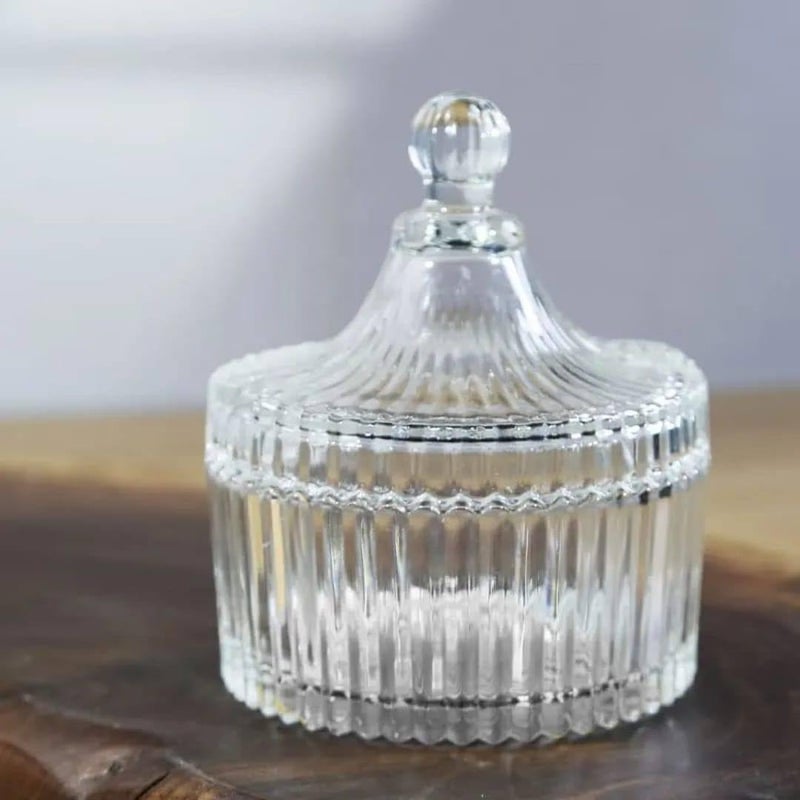Generic Decorative Glass Sugar Bowl Set with Lids, 1-Piece, Crystal Pattern - Image 2