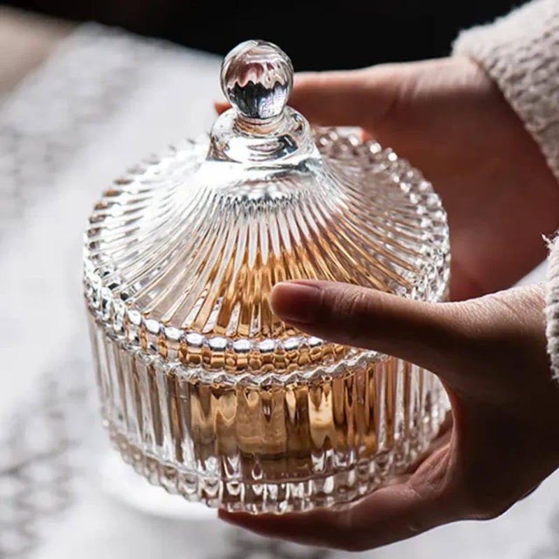 Generic Decorative Glass Sugar Bowl Set with Lids, 1-Piece, Crystal Pattern - Image 3