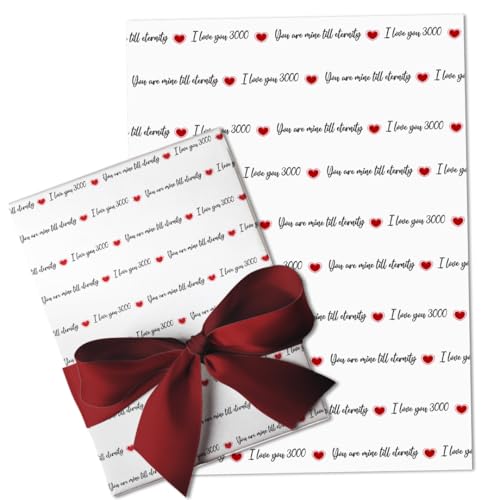 Festiko® You Are My Till Eternity I love You 3000 Gift Wrapping Paper Sheets (Pack of 10 Sheets), Valentine's Day Wrapping Paper, Love Theme Printed Wrapping Papers - Image 1
