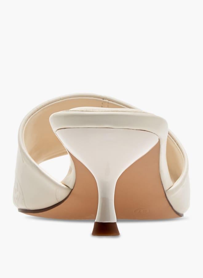 ELLE Women's Logo Embossed Slip-On Sandals with Kitten Heels - Image 5