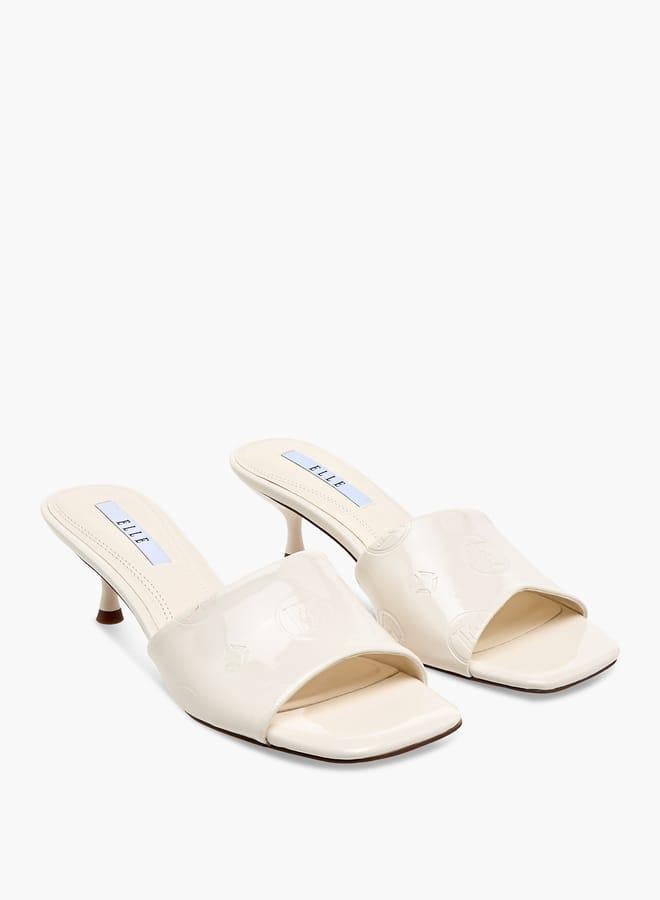 ELLE Women's Logo Embossed Slip-On Sandals with Kitten Heels - Image 3
