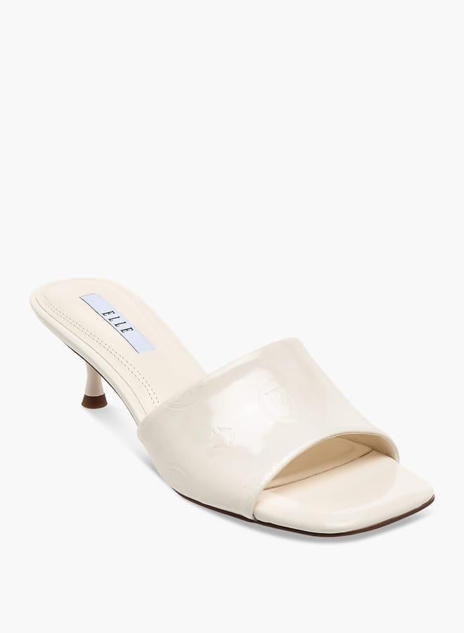 ELLE Women's Logo Embossed Slip-On Sandals with Kitten Heels - Image 1