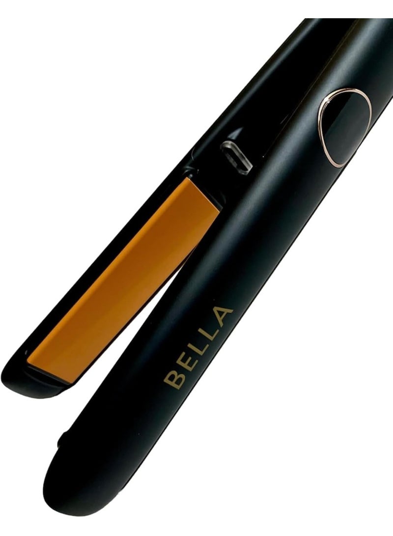 مكواة شعر احترافية Bella من T-EB Hair لفرد الشعر بطريقة صحيحة مع توزيع حرارة متوازن وتصميم آمن مع جراب حراري وجوانتي وماسك للشعر للعناية المتكاملة - Image 2