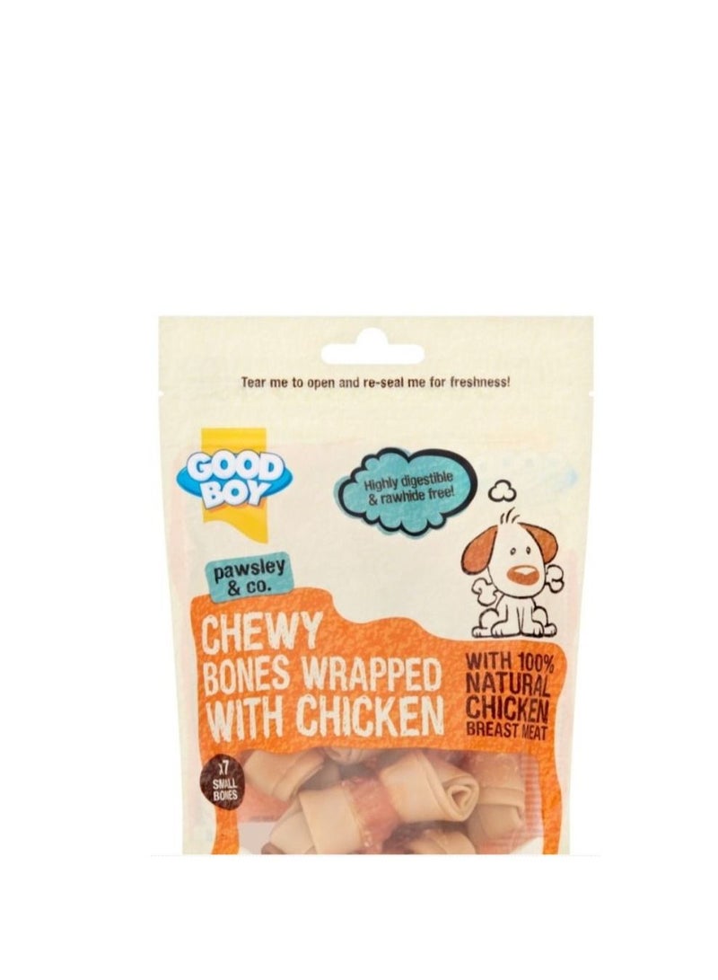 7 قطع صغيرة من عظام المضغ ملفوفة بالدجاج