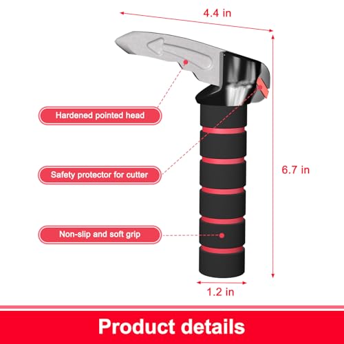 TONINT 3 in 1 Car Door Assist Handle for Elderly Handicapped with Window Breaker Seatbelt Cutter Red2 Packs - Image 3