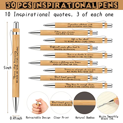 PerKoop 60 Pcs Inspirational Notebooks Motivational Pens Thank You Bamboo Pen Kraft Notebooks Employee Appreciation Gifts Bulk Pocket Journals Party Favors for Adults Nurses Coworkers Team (Quotes) - Image 3
