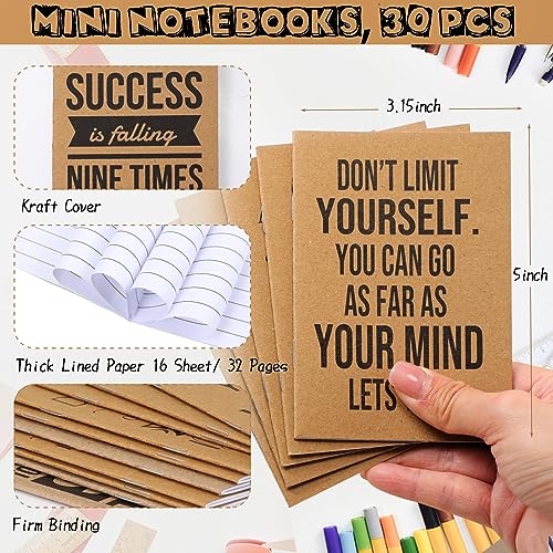 PerKoop 60 Pcs Inspirational Notebooks Motivational Pens Thank You Bamboo Pen Kraft Notebooks Employee Appreciation Gifts Bulk Pocket Journals Party Favors for Adults Nurses Coworkers Team (Quotes) - Image 2