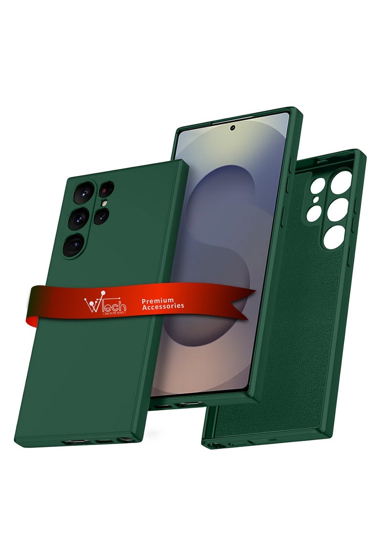 Wtech Samsung Galaxy S25 Ultra 2025 Premium Soft Liquid Silicone Case Cover - Dark Green - Image 1