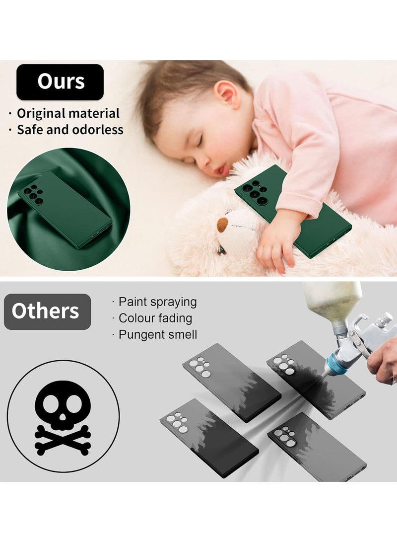 Wtech Samsung Galaxy S25 Ultra 2025 Premium Soft Liquid Silicone Case Cover - Dark Green - Image 2