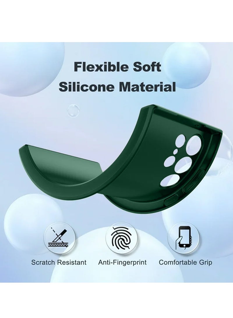 Wtech Samsung Galaxy S25 Ultra 2025 Premium Soft Liquid Silicone Case Cover - Dark Green - Image 3
