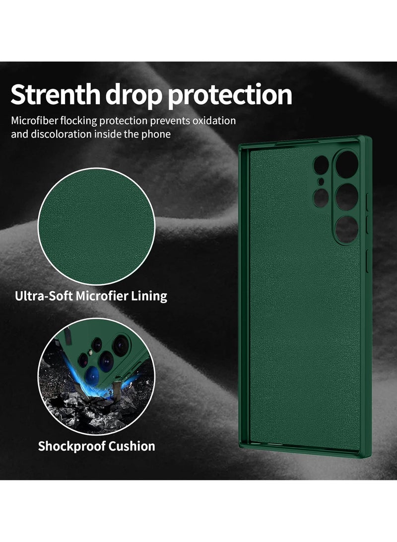 Wtech Samsung Galaxy S25 Ultra 2025 Premium Soft Liquid Silicone Case Cover - Dark Green - Image 4