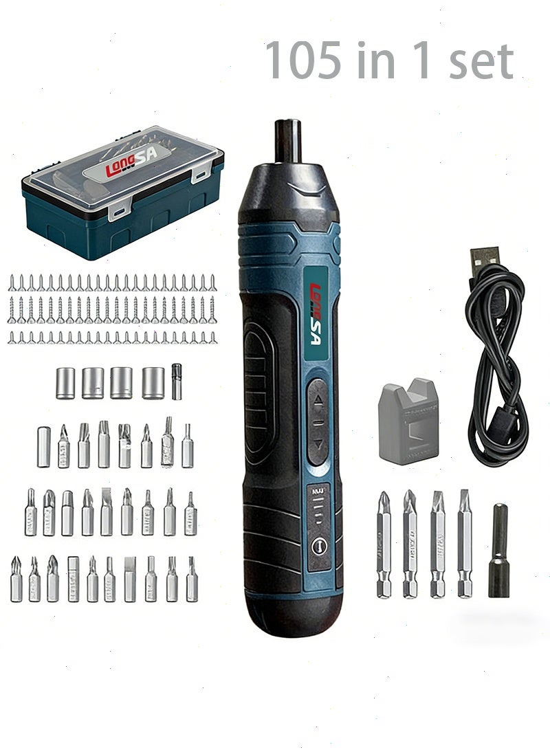 Yoawllty Electric Screwdriver Set with LED light, 105 in 1 set, USB Rechargeable Powerful 3.6V 5Nm, 4-speed Automatic Tool for Repair and DIY Projects - Image 1