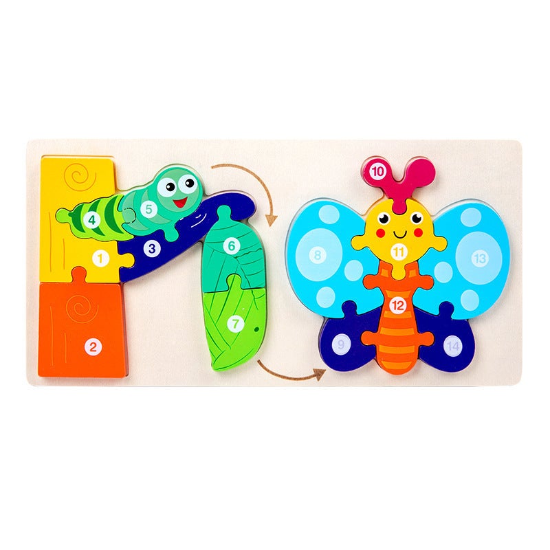 Young Children'S Wooden 3D Animal Digital Cognitive Evolution Animal Growth Process Puzzle Wooden Puzzle Toy - Image 5