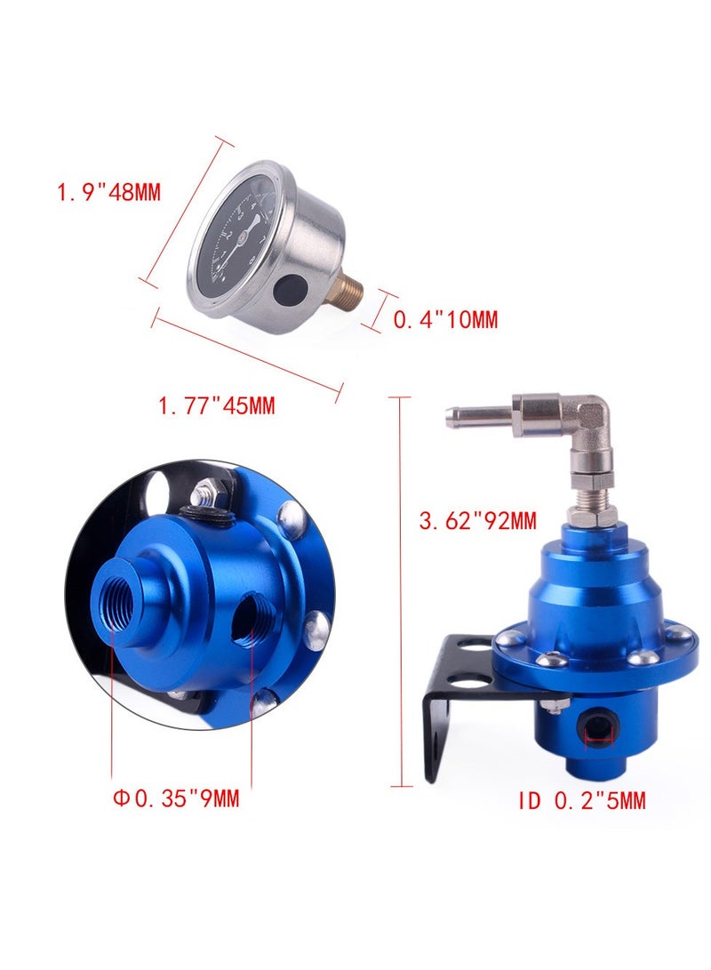 AROAQ Automotive Adjustable Fuel Pressure Regulator Oil Gauge, Economical Gas Saver Gasoline Regulator, Gas Oil Injection Pressure Regulator to Improve Car Performance, (Red) - Image 2