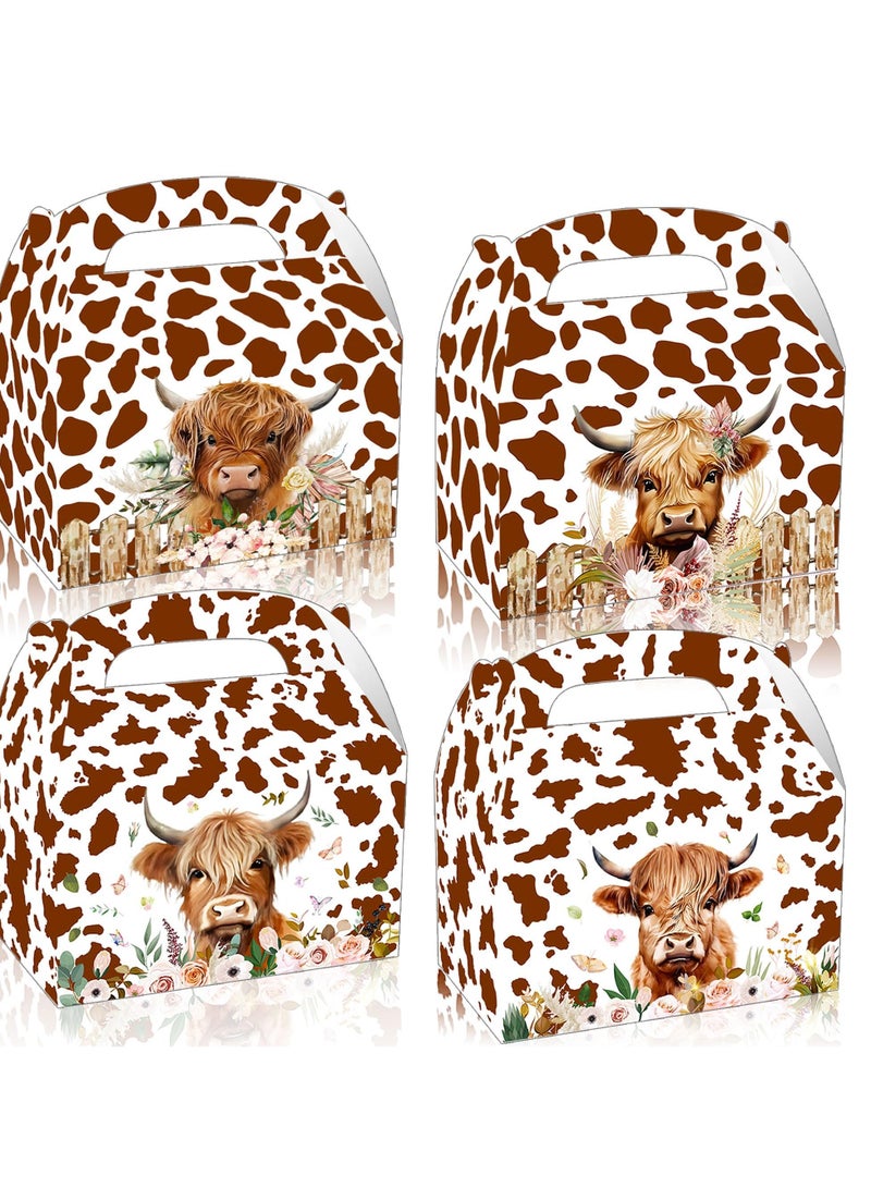 SYOSI 24 PCS Highland Cow Party Favors Bags Boxes Supplies for Tea Brown Western Baby Shower Birthday Candy Cookie - Image 1