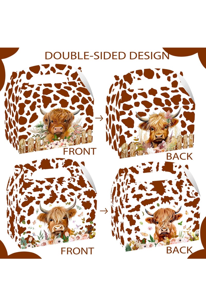 SYOSI 24 PCS Highland Cow Party Favors Bags Boxes Supplies for Tea Brown Western Baby Shower Birthday Candy Cookie - Image 2
