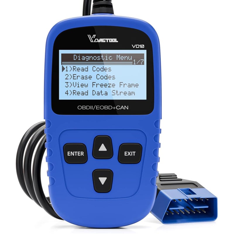 VDIAGTOOL VD10 جهاز فحص OBD2 لقراءة الأكواد أداة تشخيص السيارة لقراءة أكواد أعطال المحرك لإيقاف تشغيل ضوء التحذير مع إطار تجميد جاهزية IM لجميع سيارات بروتوكول OBDII جهاز فحص OBD2 أداة تشخيصية,