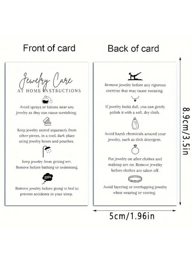 50 Pcs Jewelry Care Instruction Cards White And Black Design For Customer Guidance - Image 3