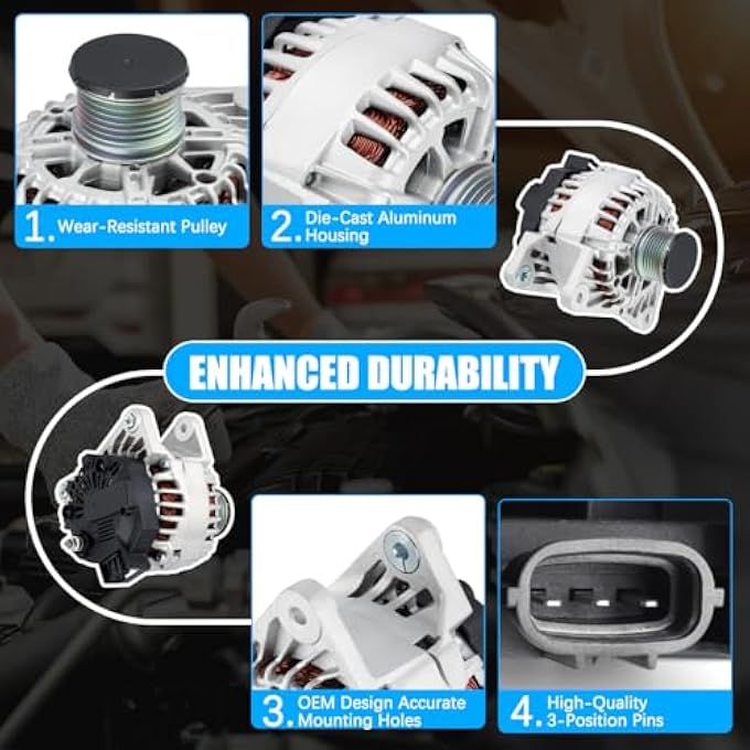 HLUCHY Alternator for 2013 2014 2015 2016 2017 2018 2019 Nissan Sentra 1.8L 110Amp 12V - Image 4
