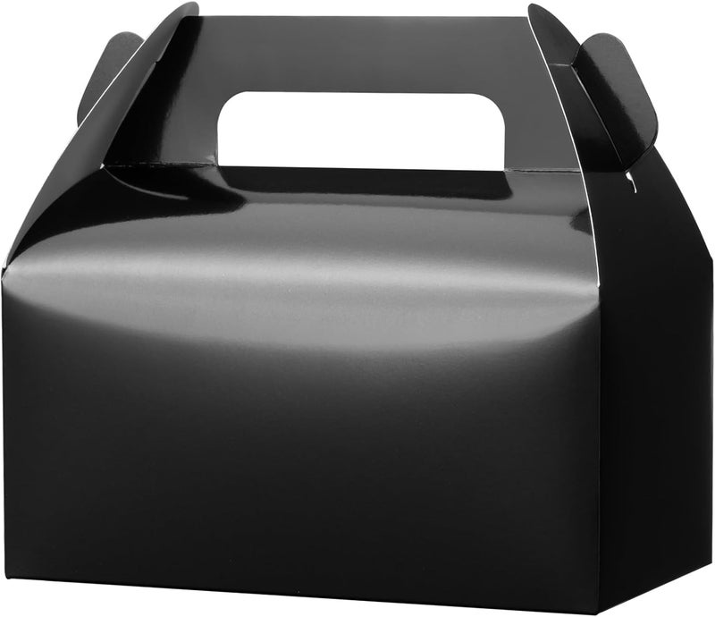 UnicoPak 30 Pack Black Gable Treat Boxes, Party Favor Boxes, Gift Boxes for Kids, for Snacks, Candy, Toys, Birthday Party, Wedding, Halloween, Christmas – 6.5x3.5x3.5 Inches - Image 1