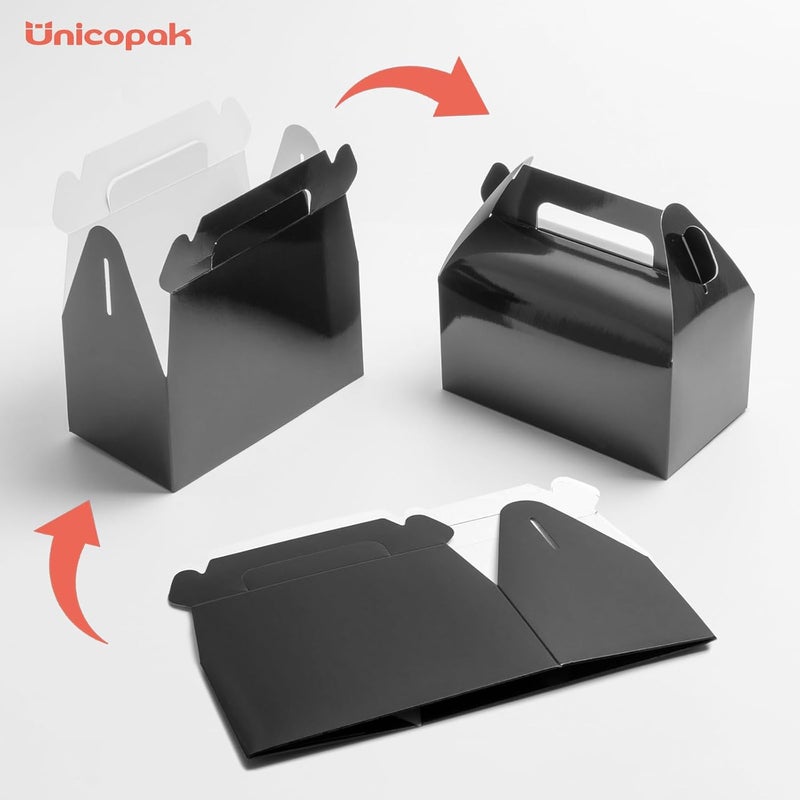 UnicoPak 30 Pack Black Gable Treat Boxes, Party Favor Boxes, Gift Boxes for Kids, for Snacks, Candy, Toys, Birthday Party, Wedding, Halloween, Christmas – 6.5x3.5x3.5 Inches - Image 5