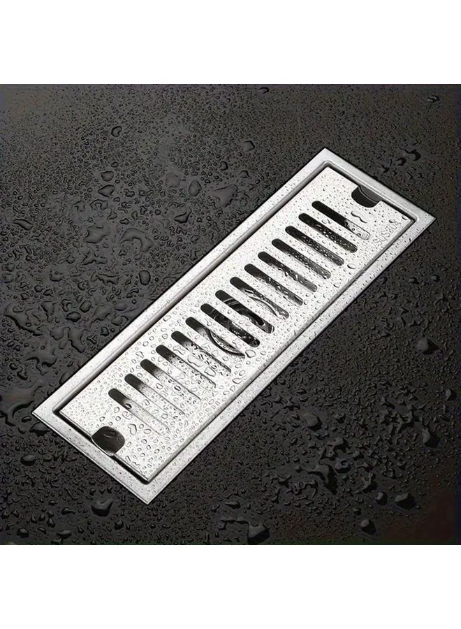 Silvery Model Stainless Steel Linear Floor Drain Easy Clean Removable Strainer - Image 2