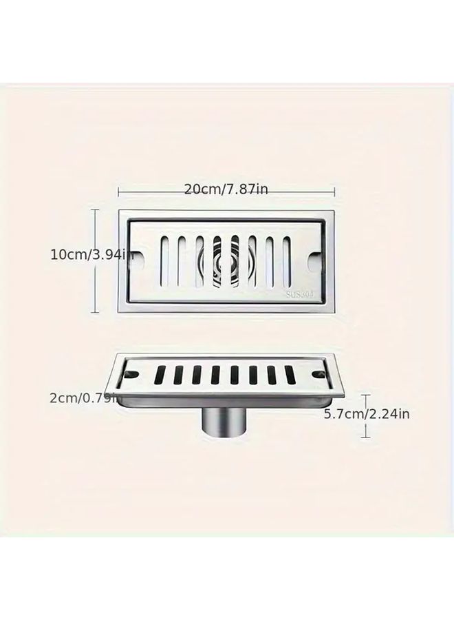 Silvery Model Stainless Steel Linear Floor Drain Easy Clean Removable Strainer - Image 5