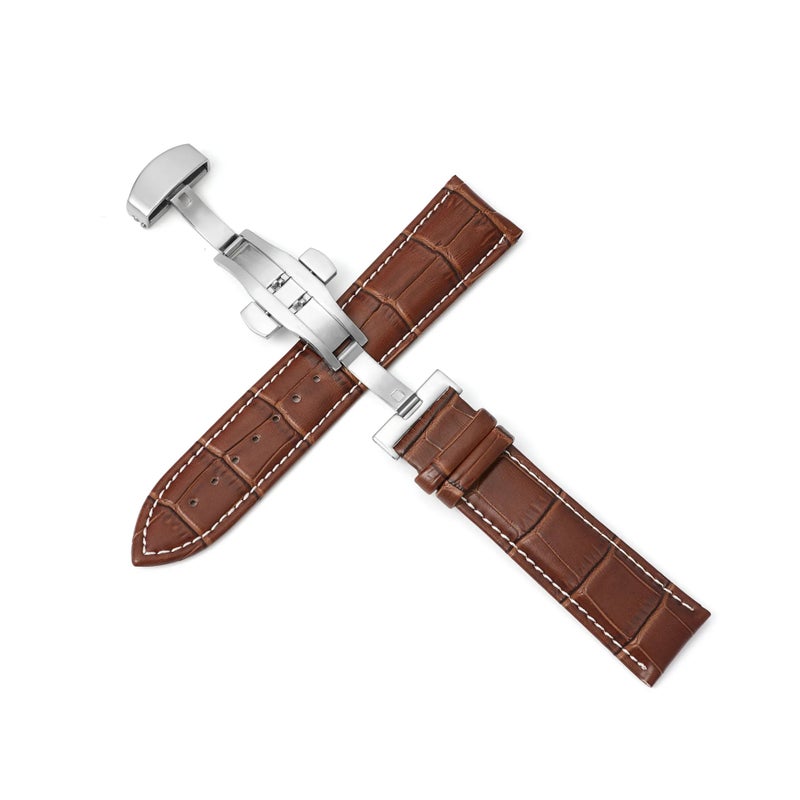 Y&D Premium Deployment Clasp Watch Straps 18mm 20mm 22mm 24mm Business Replacement Genuine Real Leather Watch Straps Band - Image 4