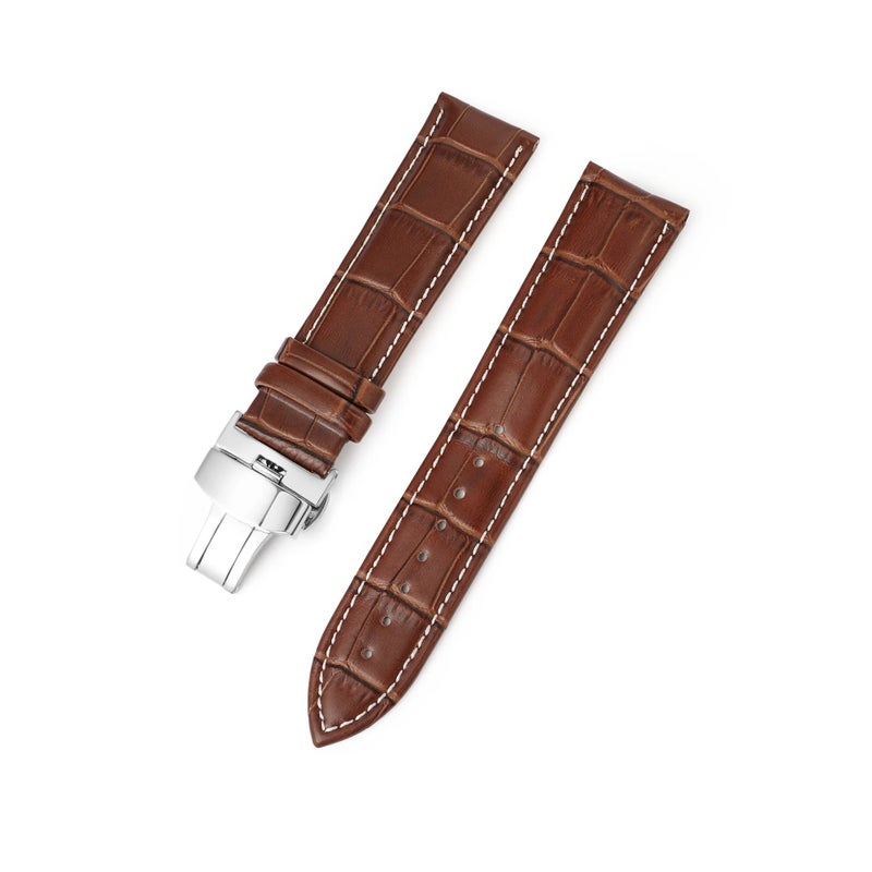Y&D Premium Deployment Clasp Watch Straps 18mm 20mm 22mm 24mm Business Replacement Genuine Real Leather Watch Straps Band - Image 3