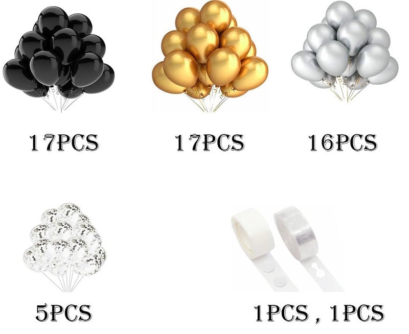 SOI Metallic Balloons For Decoration | Balloon Garland Arch Kit | Decoration For Birthday | Black And Gold Balloons For Decoration (Black, Gold, Silver) - Image 2