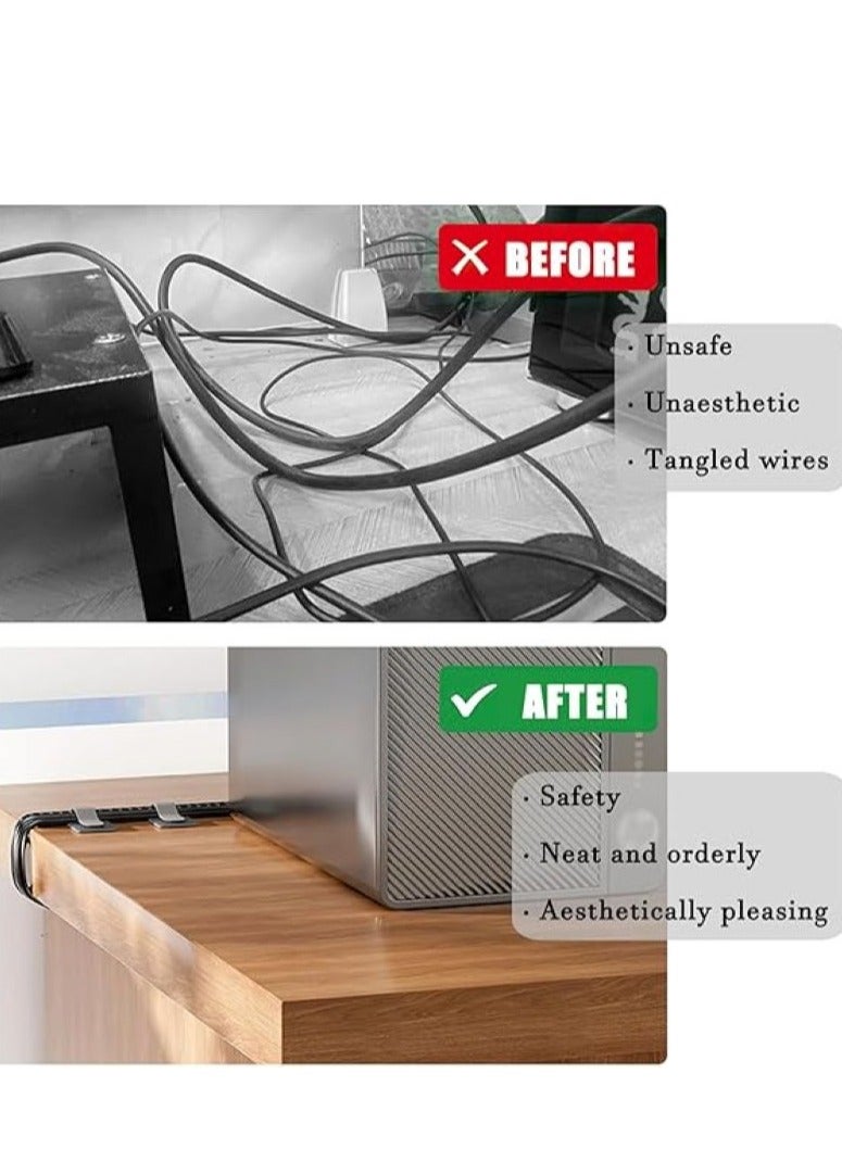 10Pcs 3M Adhesive Wire Organizer Cord Organizers Adjustable Hook and Loop Cable Clips Adjustable Cable Ties Cord Wrappers Keeper Cord Holder Straps for Kitchen, Office Desk Management （Grey）  - Image 5